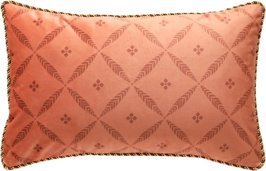 Rectangle Throw Pillow Covers,Orange Cozy Velvet with Minimalist Floral and Leaves Pattern Pillowcases,Decor Lumbar Pillows Cushion Covers for Couch Sofa Bed Car Chair,12"x20"