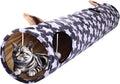 LUCKITTY Cat Tunnel -Straight-Shaped, Gray Star Pattern, Soft Velvet Exterior, Oxford Fabric Fog-Proof Interior, Plush Toy Ball, Easily Washable, Conveniently Foldable, 47.2in/120cm