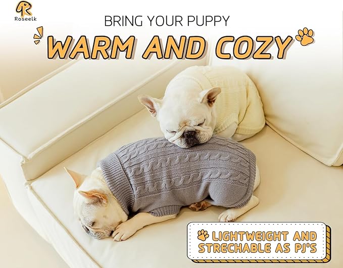 2 Pack Dog Sweaters for Small Dogs - Puppy Medium Warm Clothes in Winter, Turtleneck Pullover Design for Boy Girl Pet, Doggie, Cat, Kitten Chihuahua Bulldog Pug Beagles (2XL, Grey, Pink)
