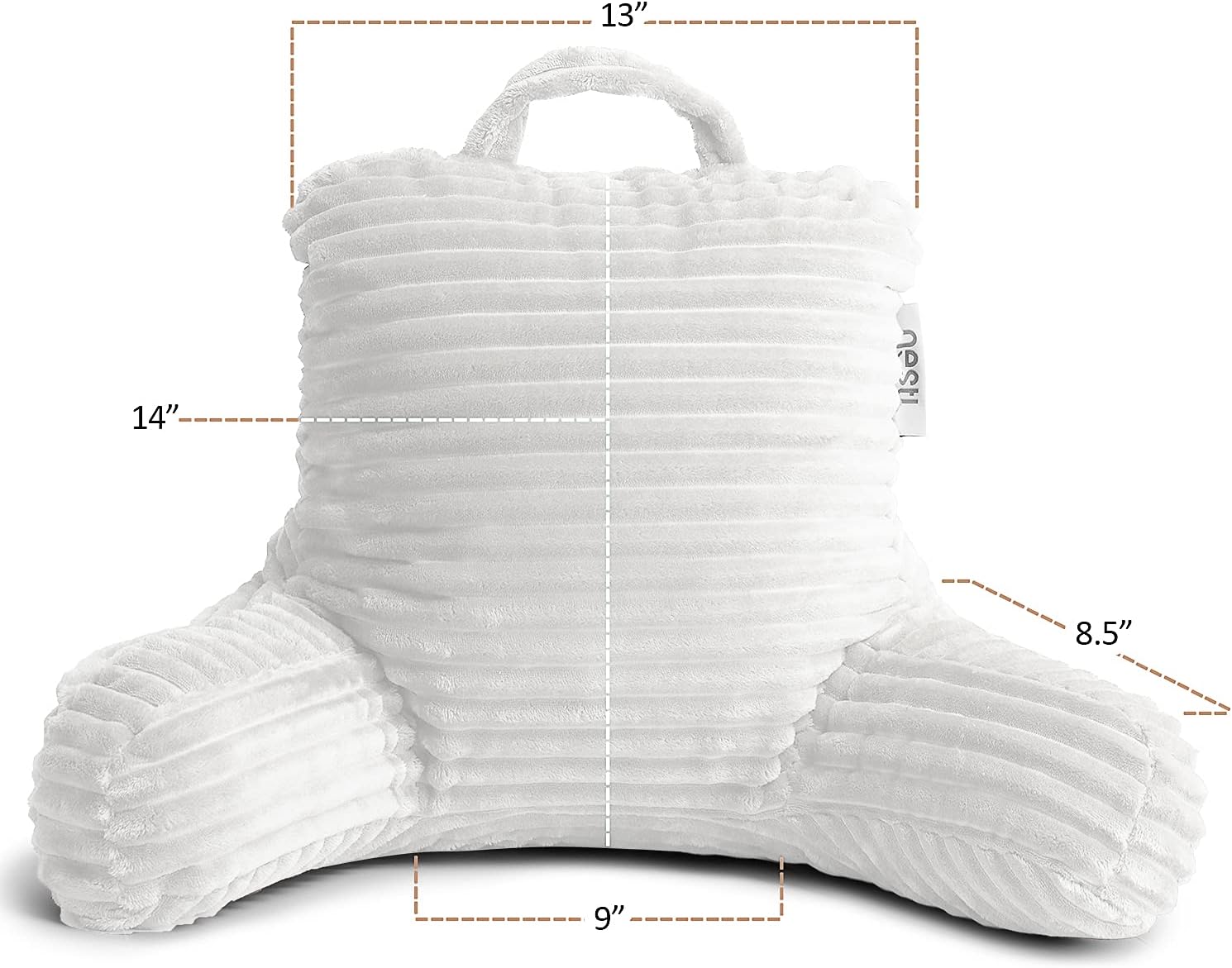 Nestl Reading Pillow for Kids & Teens with Shredded Memory Foam, Luxe Cut Plush Backrest Pillows for Reading and Gaming, for use on Couch, Bed, Floor, Adjustable Support with Washable Cover White