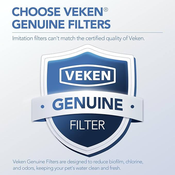 Veken Cat Water Fountain Filters, 12 Pack Replacement Filters & 12 Pack Replacement Pre-Filter Sponges Set for 50oz, 84oz, 95oz Automatic Pet Fountain Dog Water Dispenser