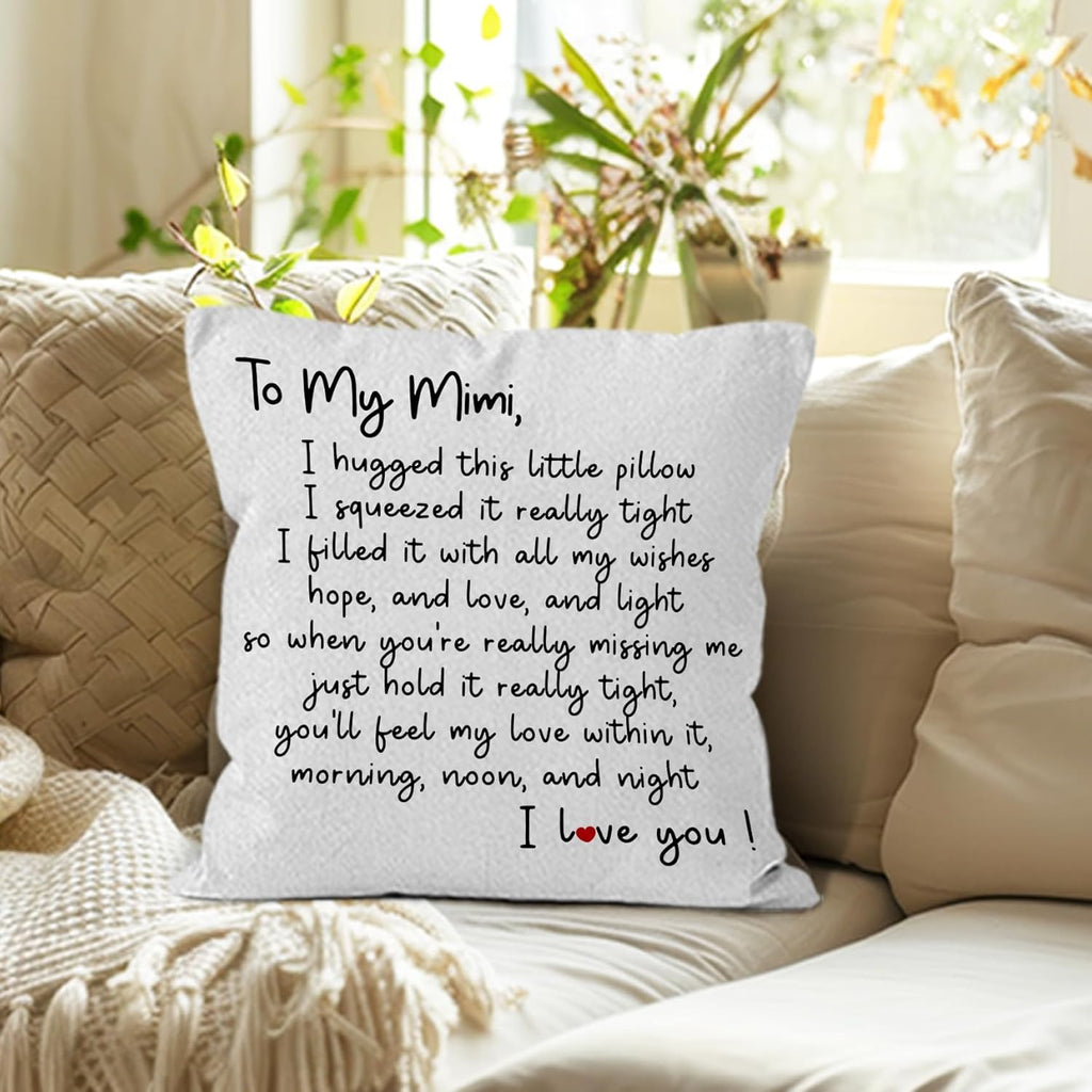 Mimi Gifts Throw Pillow Covers 18x18, Gifts for Mimi Decorative Decorations Pillow Covers for Home Bedroom Couch