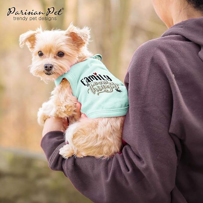 Parisian Pet Unisex Dog Tshirt - Embroidered “ Family is Everything “ Dogs Apparel - Breathable and Lightweight Doggy Clothes - Sleeveless Dog Tee Shirts - Machine Washable Shirt for Large Dogs - 2XL
