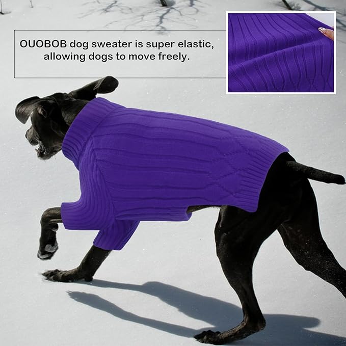XXL Dog Sweaters for Extra Large Dogs, Warm Winter Fall Dog Sweaters for Dog Girls Boys, Turtleneck Dog Knitwear,Doggie Christmas Sweater,Pet Sweatshirt Clothes Outfit Knit Labrador(Purple XXL)