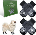 EXPAWLORER Dog Socks for Hot Pavement to Prevent Licking Paws, Non Slip Doggie Grippy Booties Shoes for Hardwood Floors, Boots & Paw Protectors for Small Medium Large Senior Dogs Twists Grey S