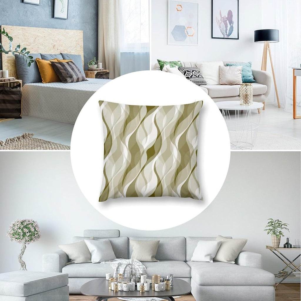 Light Green Throw Pillow Covers Abstract Ombre Light Green and Grey Striped Decorations for Bedroom Living Room Farmhouse Sofa Pillows Bed Couch 20x20 Inch