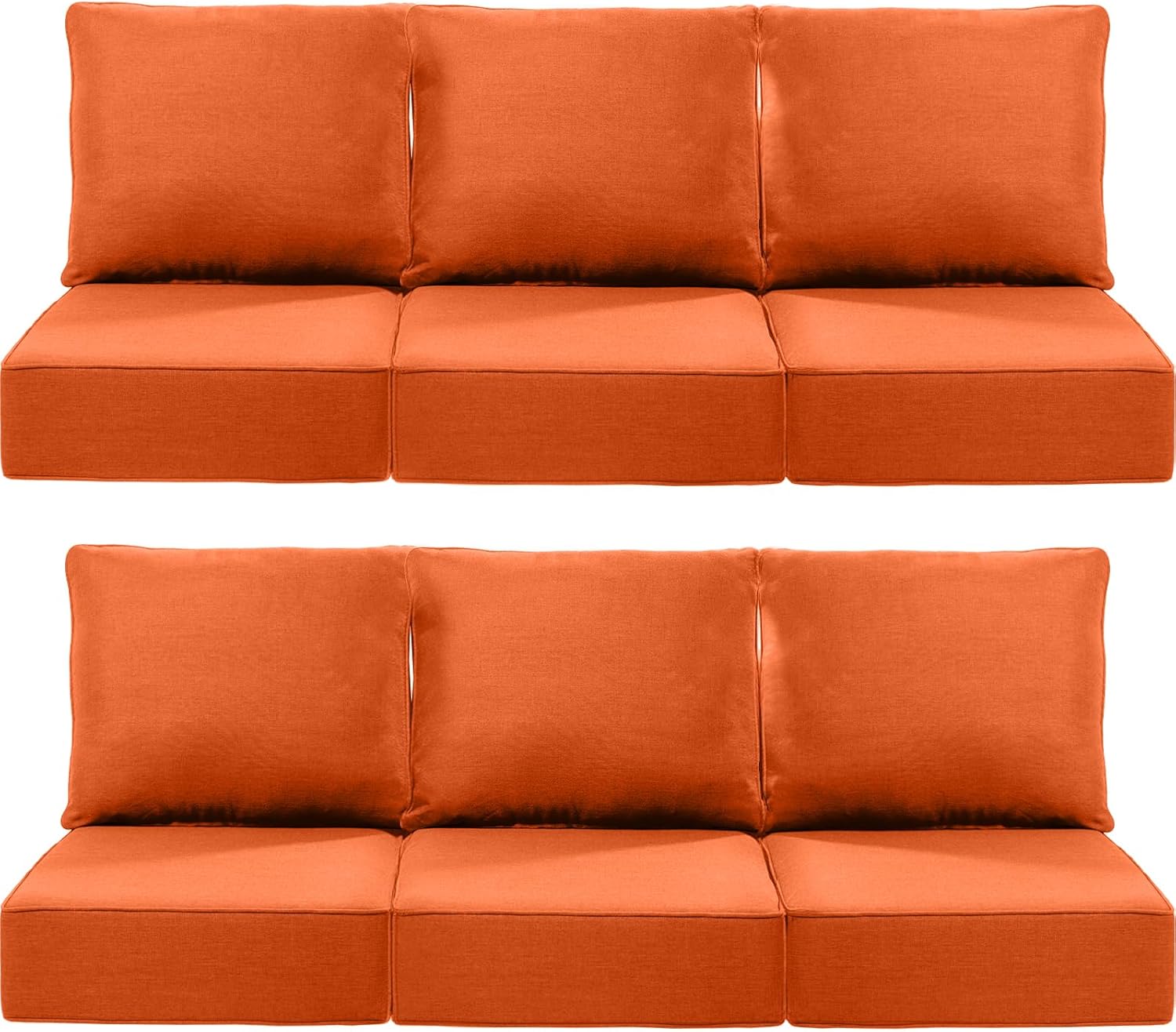 Luxury 24x24x6 Inch Outdoor Deep Seat Cushions Set of 6 - Comfortable Patio Zipper Chair Cushion for Outside Sets Wicker Dining Rocking Swivel Chairs Loveseat Couch Sectional Sofa - Orange