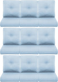 9-Piece Outdoor Patio Cushion Set - Fade & Water Resistant with Removable Olefin Cover, 22x24x4 Inch Memory Foam Cushions for Wicker Sectional Sofa – Baby Blue/Buckle
