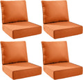 6" Thick Outdoor Cushions 24x24x6, 4-Set Deep Seat Patio Cushions with Removable Cover, Waterproof & Fade Resistant Replacement for Wicker Chair, Loveseat, Sofa - Orange