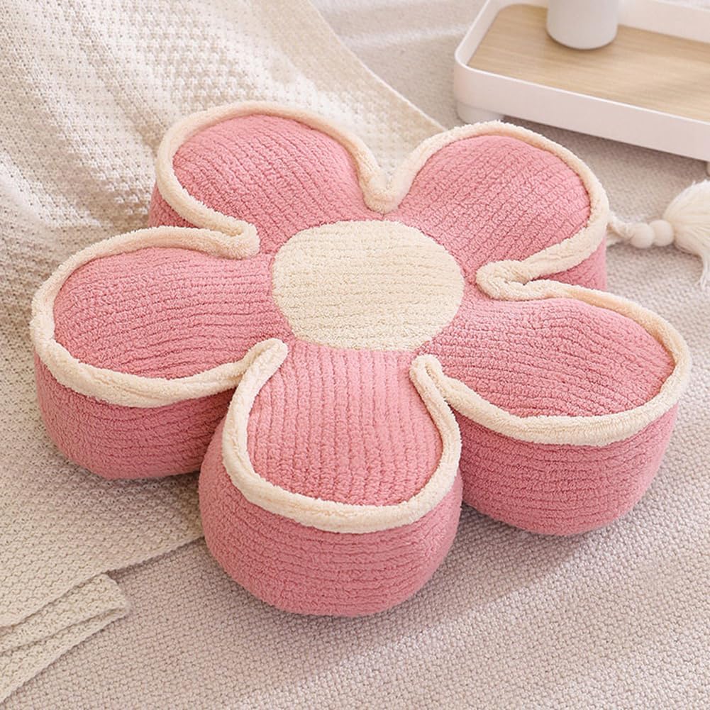 Sexysamba Flower Shaped Floor Seat Pillows Cushions 25.6" x 7.5", Giant Aesthetic Daisy Flower Decorative Throw Pillows Preppy Floor Seating Cushion for Girls Bedroom Room Sofa Chair Decor,Pink