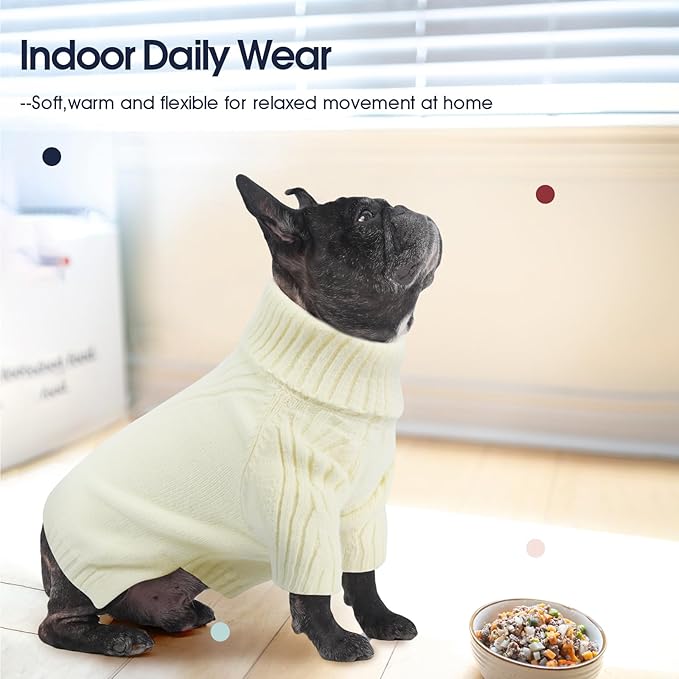 IECOii Great Dane Sweater,5XL Extra Large Sweater for Giant Breed Dogs in Winter,Turtleneck Cold Weather Knit Clothes,Machine Washable,Elastic Pullover for Saint Bernard,Mastiff (White,XXXXXL)