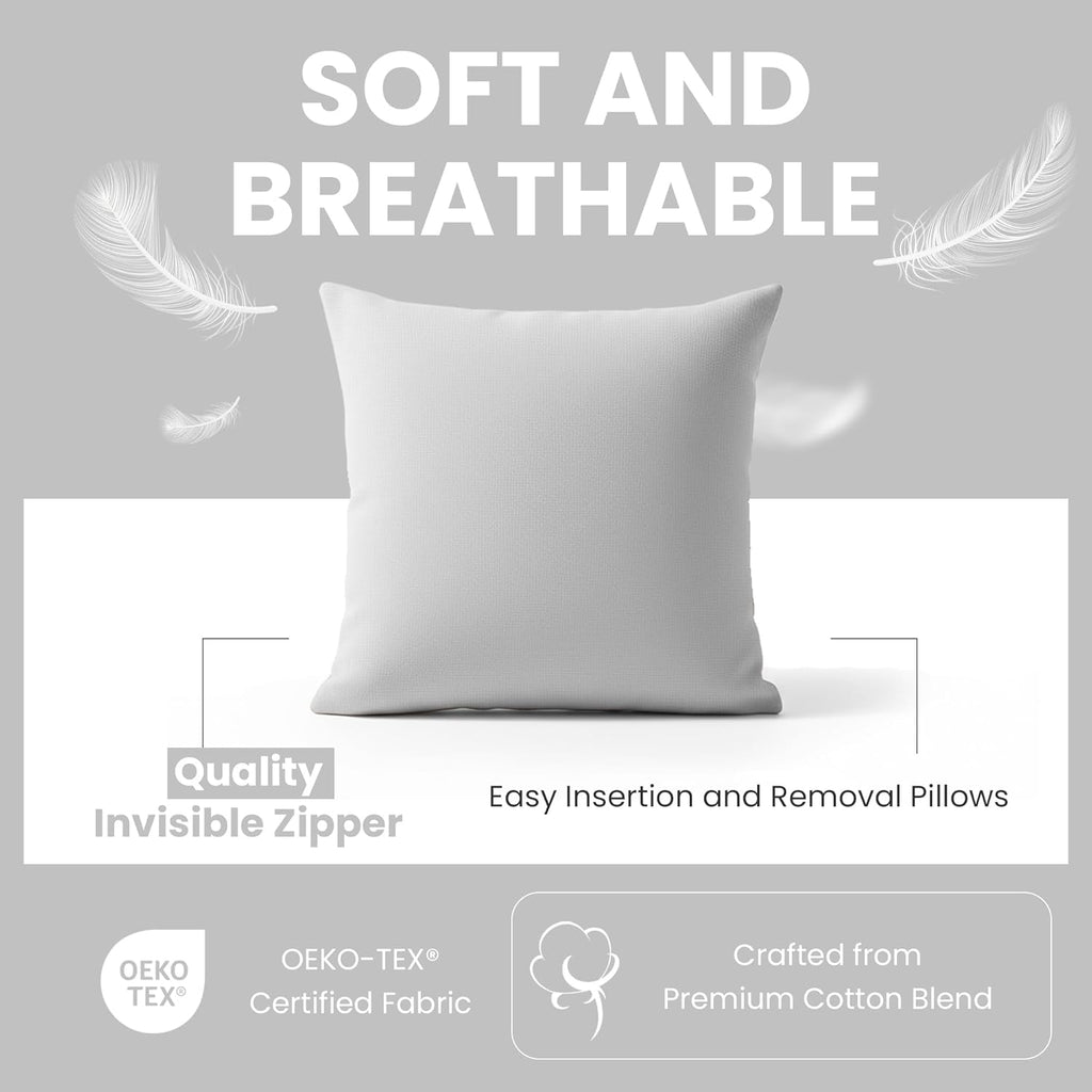 Haven & Glow Decorative Throw Pillow Cover – Square Cushion Case with Zipper | Modern Sofa, Couch & Bed Accent Pillow Covers for Living Room, Bedroom & Home Decor | 20 x 20 Inch – Grey – Pack of 2