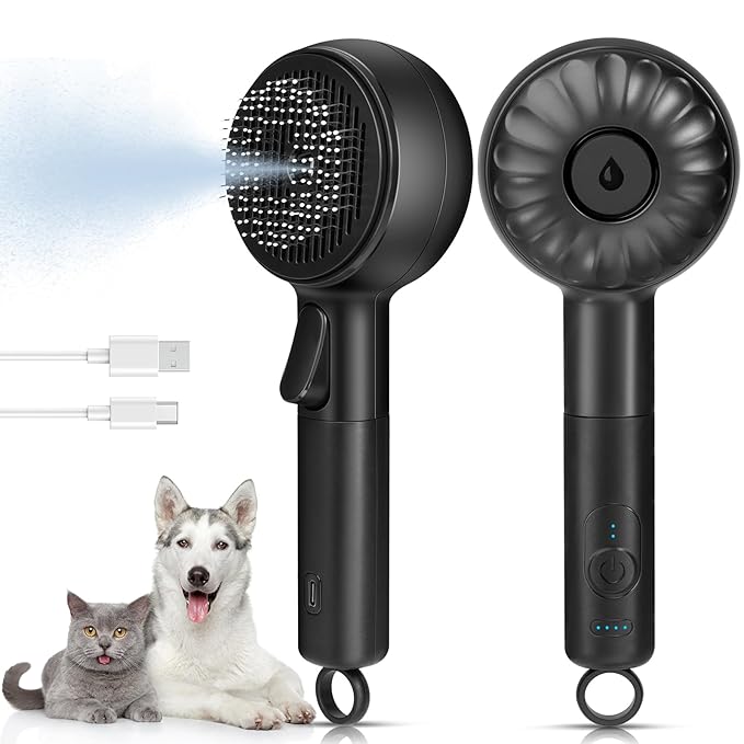 LACOKI Cat Brush, Cat Brushes for Indoor Cats Shedding, Cat Hair Grooming Brush with 2steam Modes for Short and Long Haired Pets Dogs Hair Grooming