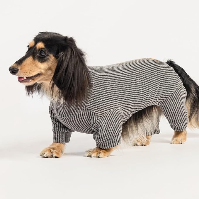 Fitwarm Mock Neck Knitted Dog Pajamas, Warm Winter Clothes for Small Dogs Boy Girl, Pet Pjs, Grey, Medium