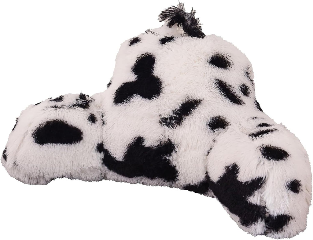 Aimuan Reading Pillow Bed Rest Pillow with Arms Plush Shaggy Fur Cushion for Adults Teens Incline Rest Sitting up & Sleeping Snoring Pillow with Pregnancy Lumbar Back Support (Standard, White-Black)