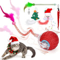 BABORUI Interactive Cat Toy Ball - Automatic Christmas Cat Toys for Indoor Cats with 5 Tails, 2 Speeds Rechargeable Cat Enrichment Toys for Small/Medium/Large Cats to Keep Them Busy