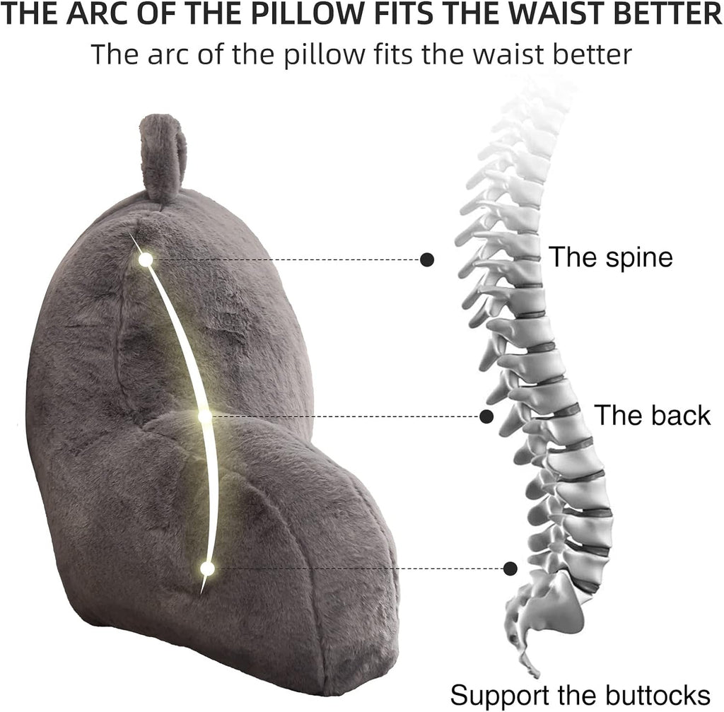 Aimuan Reading Pillow Bed Rest Wedge Large Adult Backrest Pillow with Arms Back Support for Sitting Up in Bed Cushion Incline Rest Sleeping Snoring Pillow, Grey Large