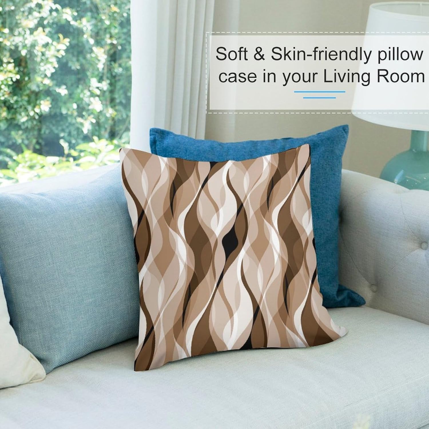 Brown Throw Pillow Covers Modern Abstract Grey and Brown Striped Decorations for Bedroom Living Room Farmhouse Sofa Pillows Bed Couch 12x12 Inch