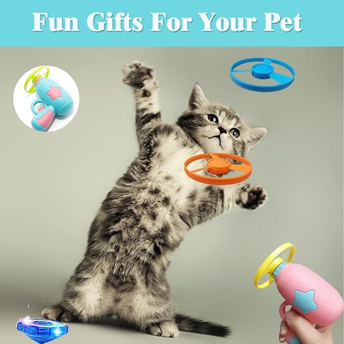 22PCS Cat Fetch Toys, Interactive Flying Cat Toy with Flying Propellers, Cat Kitten Tracks Toy for Training Hunting Chasing
