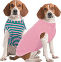 IECOii 2 Pack Dog T-Shirts,Stretchy & Comfortable Pet Summer Tank Top Clothes,Fade-Resistant, Easy to Put On – Machine Washable Tshirts for Medium Breeds Dogs,Pink+Stripes,XLarge