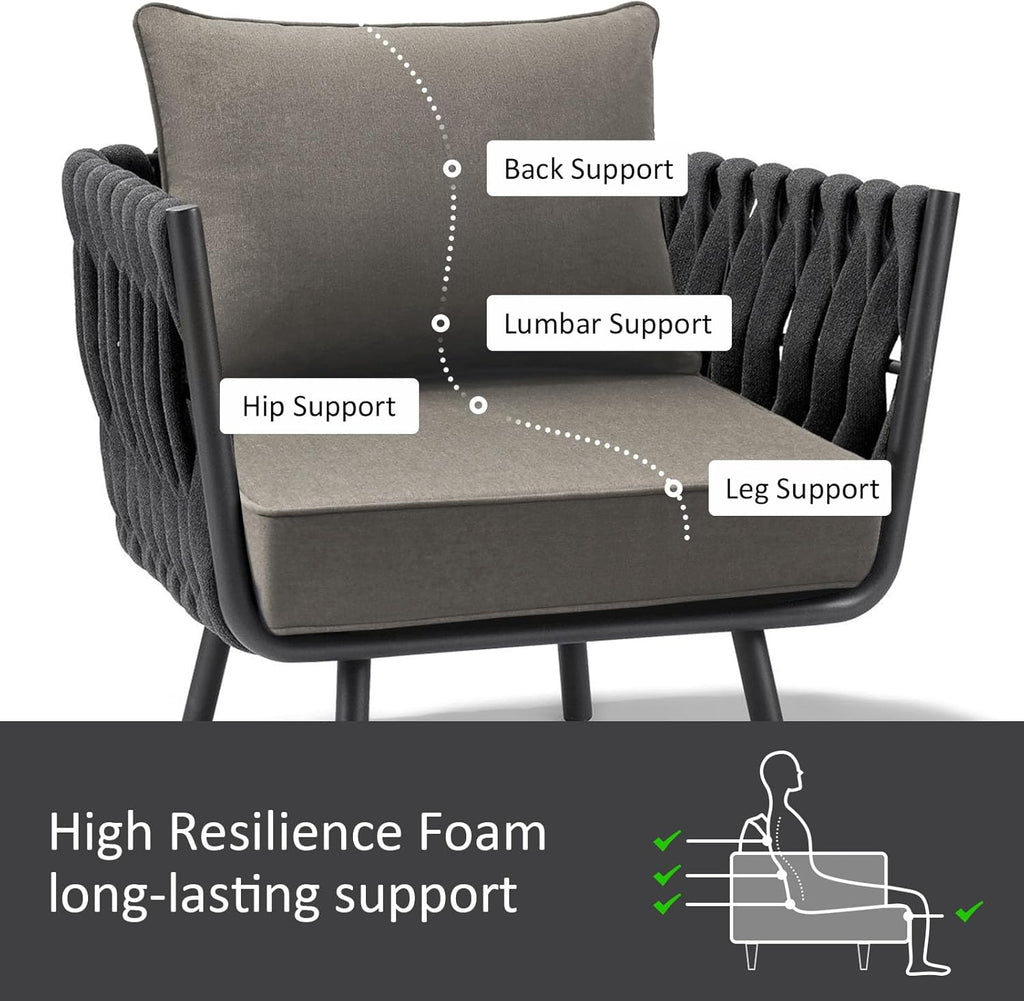 Sunbrella Outdoor Patio Chair Cushions Set, 24" x 24", Set of 2, Water-Repellent, Fade Resistant, Deep Seat Cushion for Backyard, Couch, Sofa and Patio Furniture, Cast Shale