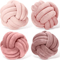 Yerliker 4 Pcs Knot Pillow Ball, 8.7 Inches Soft Home Decorative Round Throw Pillow Handmade Knotted Plush Accent Cushion Gifts for Nursery Decor Home Bed Sofa Bedroom Decoration