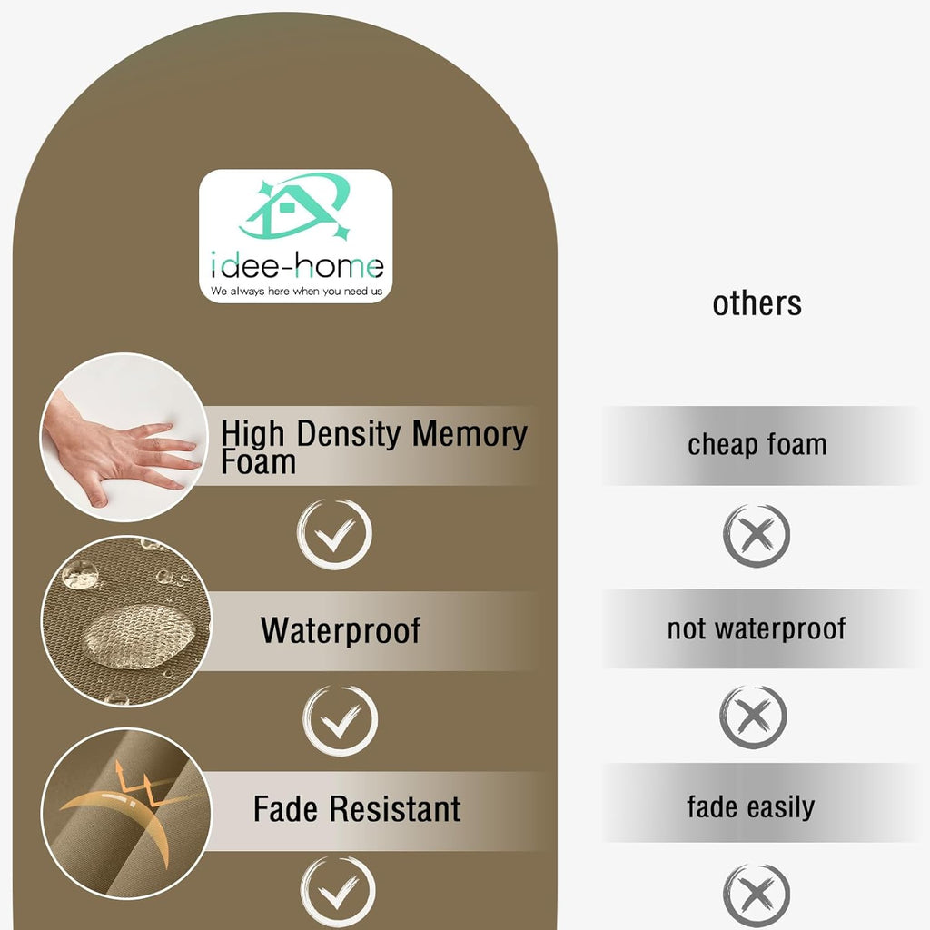 idee-home Outdoor Cushions for Patio Furniture, Outdoor Seat Cushion, Waterproof Couch Hampton Bay Deep Seat Replacement Chair Cushions for Garden Lawn Backyard Deck, 22 x 22