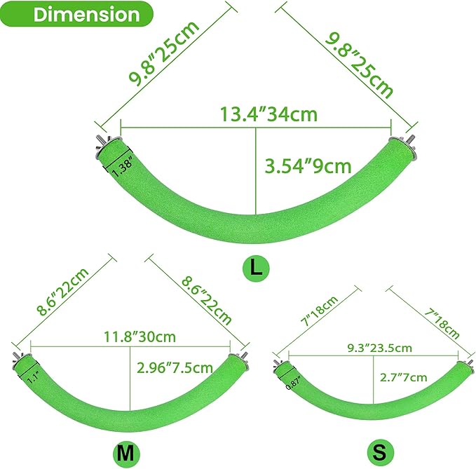 U Shape Parrot Perch Stand Toy Bird Platform Sand Paw Grinding Clean Stick Exercise Conure Budgie Cockatiel Cage Accessories (Green Corner Medium)