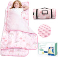 ACRABROS Toddler Nap Mat with Pillow and Blanket, Extra Large Rolled Napping Mats,Slumber Bags for Boys Girls,Kids Sleeping Bag for Daycare, Preschool Travel Camping, Unicorn