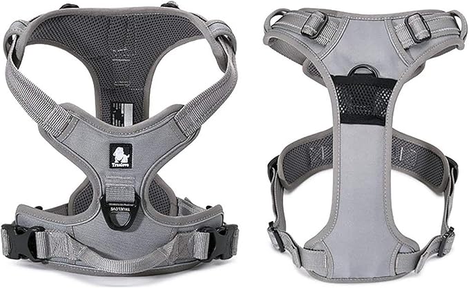 TRUE LOVE Adjustable No-Pull Dog Harness Reflective Pup Vest Harnesses Comfortable Control Brilliant Colors Truelove TLH5651(Gray,XL)