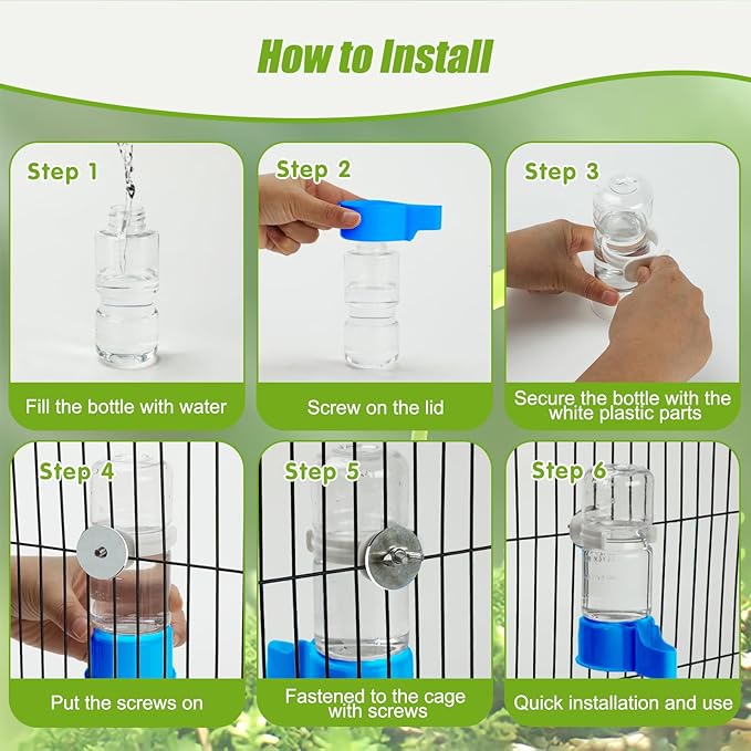 BWOGUE Automatic Bird Water Dispenser, 4.73 Fl Oz Parakeet Water Dispenser for Cage No Mess Suspended Bird Water Feeder for Cockatiel Budgie Conure Lovebirds