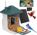 Bird Feeder with Camera,Smart Watching Birds,AI Identify Species with Solar Panel,Auto Record 2K HD Capture Video Live,2L Large Capacity,Ideal Gifts for BirdLover (Green+64G Card)
