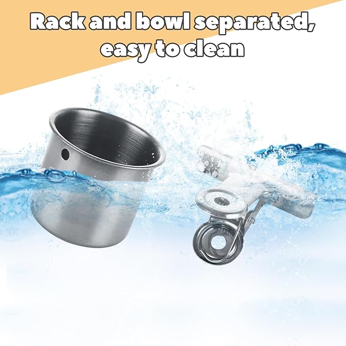 4 Pack Bird Feeding Dish Cups Stainless Steel Parrot Bird Feeder for Cage Parrot Feeders Water Cage Bowls with Clamp Holder for Cockatiel Parakeet Macaw Finches Small Animal