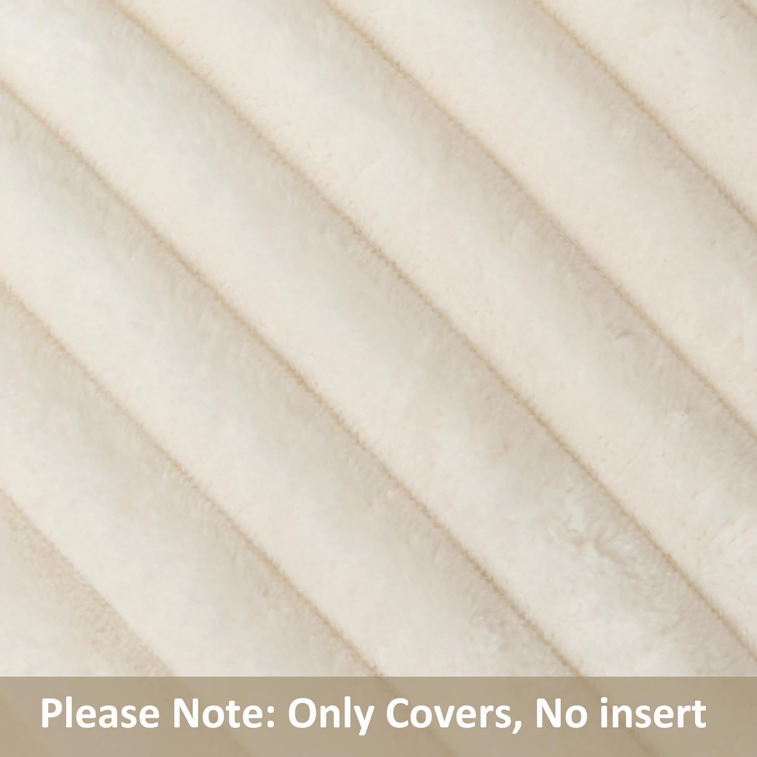 Kevin Textile Soft Plush 12x24 Inch Lumbar Pillow Cover 1 Pack, Luxury Fluffy Faux Fur Striped Flannel Rectangle Cushion Case for Couch Sofa Chair Bed Home Decor, Cream White