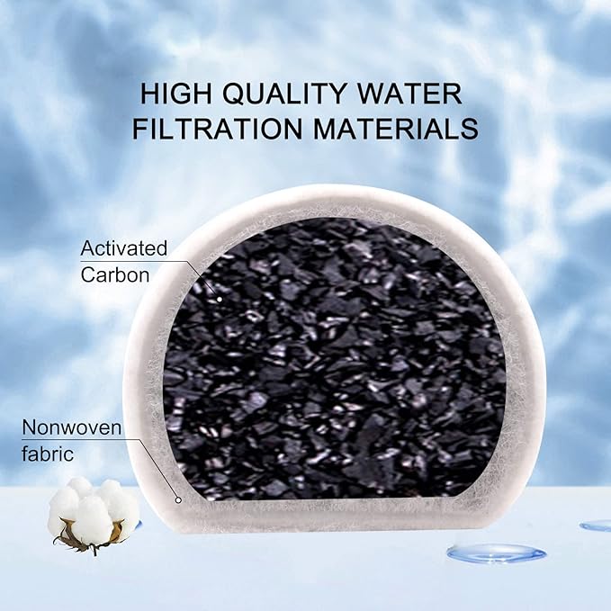 24/40 Pcs Replacement Carbon Charcoal Filters Dog and Cat Water Fountain Compatible with Multiple Pet Fountains. (12 Carbon Filters+ 12 Sponges)