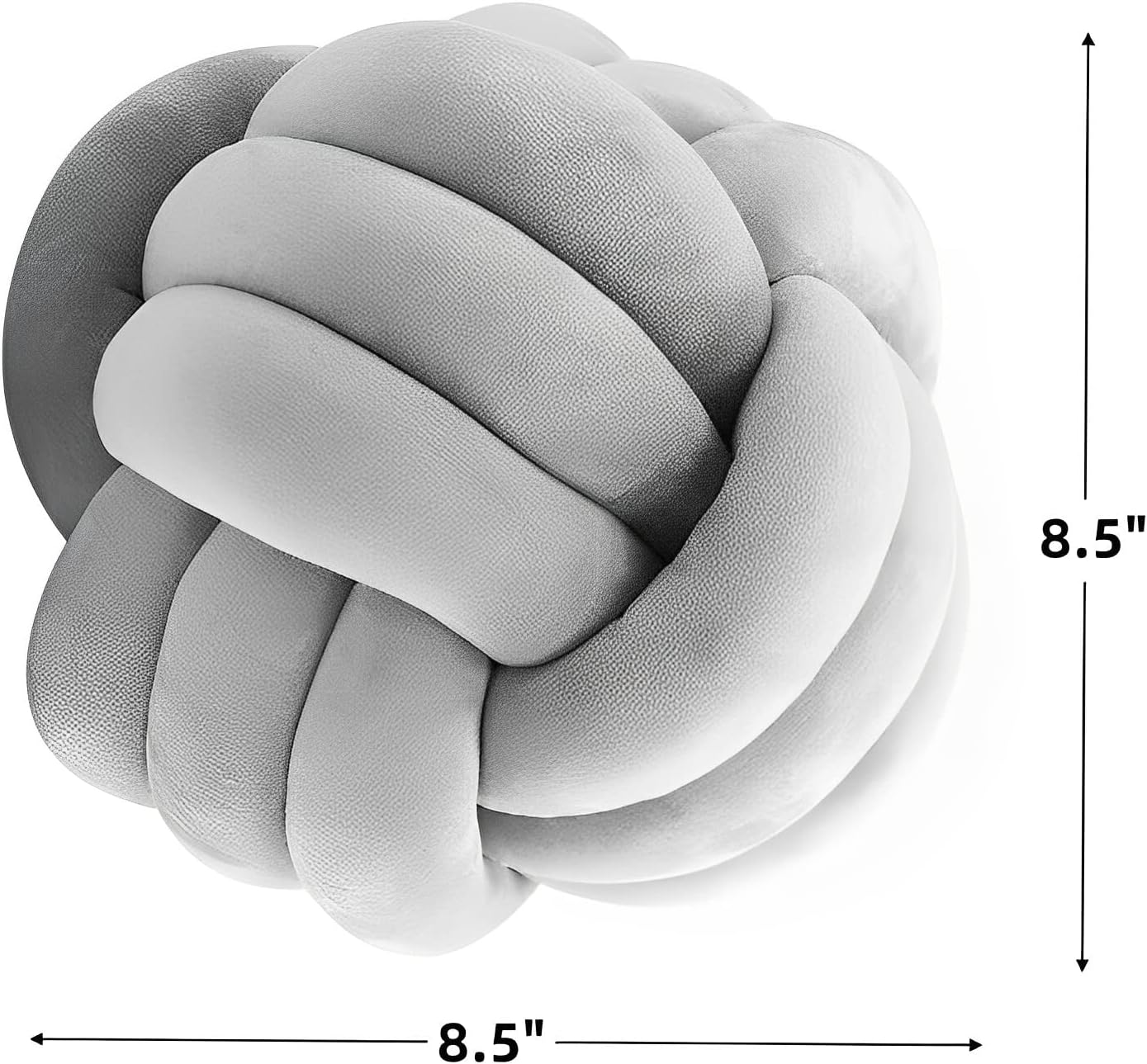 Knot Ball Pillows, Round Throw Pillow Cushion Home Decoration Soft Plush Pillow, Throw Knotted Ball Pillow Handmade Children Room Decoration Round Plush Toy Pillow (Grey,8.5"/22cm)