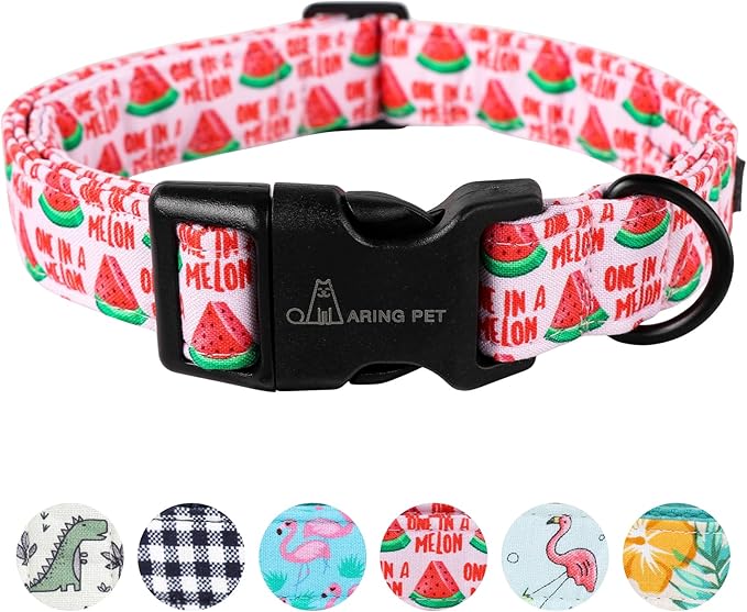 ARING PET Summer Dog Collar-Cute Watermelon Dog Collar for Small Dogs, Adjustable Soft Cotton Girl Dog Collars for Small Medium Large Dogs, X-Small