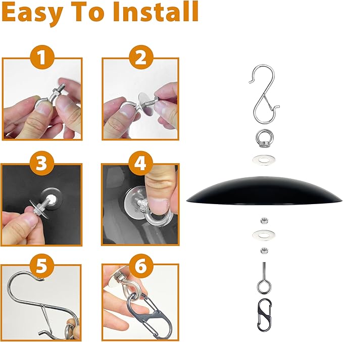 13" Bird Feeder Rain Cover,Bird House Dome,Hummingbird Feeder Guard, Proof for Shepherd's Hook Outdoors, (Black), 4Pack