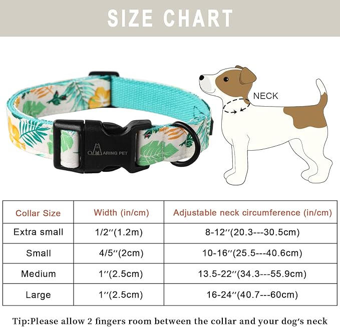 ARING PET Summer Dog Collar-Lightweight Dog Collar for Medium Dogs, Adjustable Comfortable Cotton Pet Collars for Small Medium Large Dogs, Medium