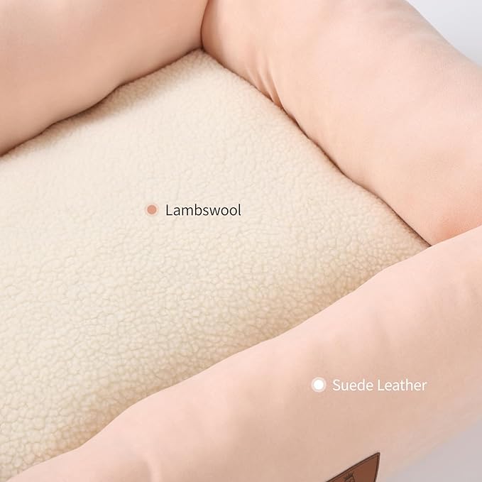 20In Dog Bed for Small Medium Sized Dogs and Cats - Washable Rectangle Puppy Bed for Indoor Outdoor, Cozy Pet Bed with Support Pillow & Non-Slip Bottom(Pink, Small)