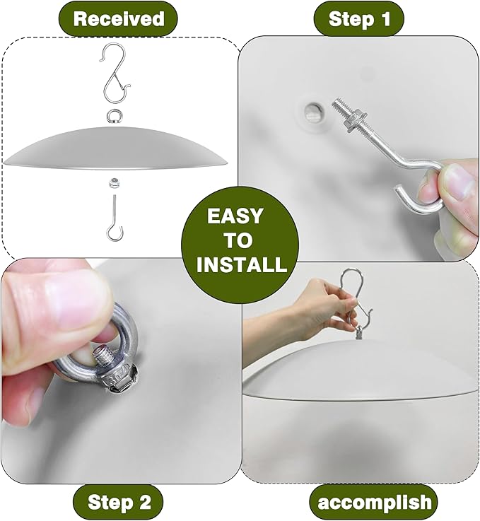 13" Bird Feeder Rain Guard, Hummingbird Feeder Shade Dome Cover, Hanging Baffle for Bird Feeder Pole (Grey), 2 Pack