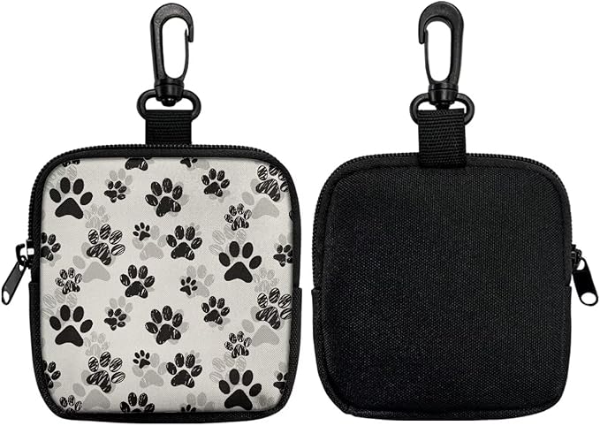KEIAHUAN Paw Print Dog Treat Pouch Small Training Bag Portable Dog Treat Bag with Clasp & Zipper Closure Reusable Pet Treat Container Puppy Doggie Snack Reward Bags Mini Coin Purse Pocket