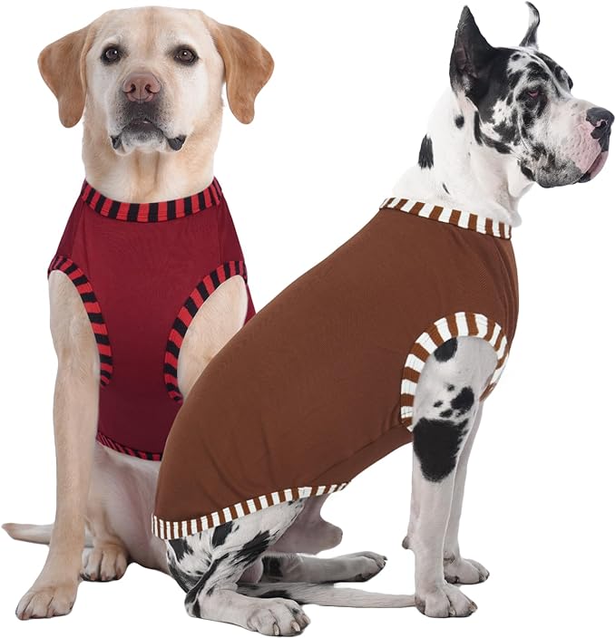 IECOii 2Pack Dog T-Shirts for Large Dogs | Breathable & Lightweight Fabric, Easy-On Design for Doberman, Machine Washable, Coffee+DarkRed, 4XL