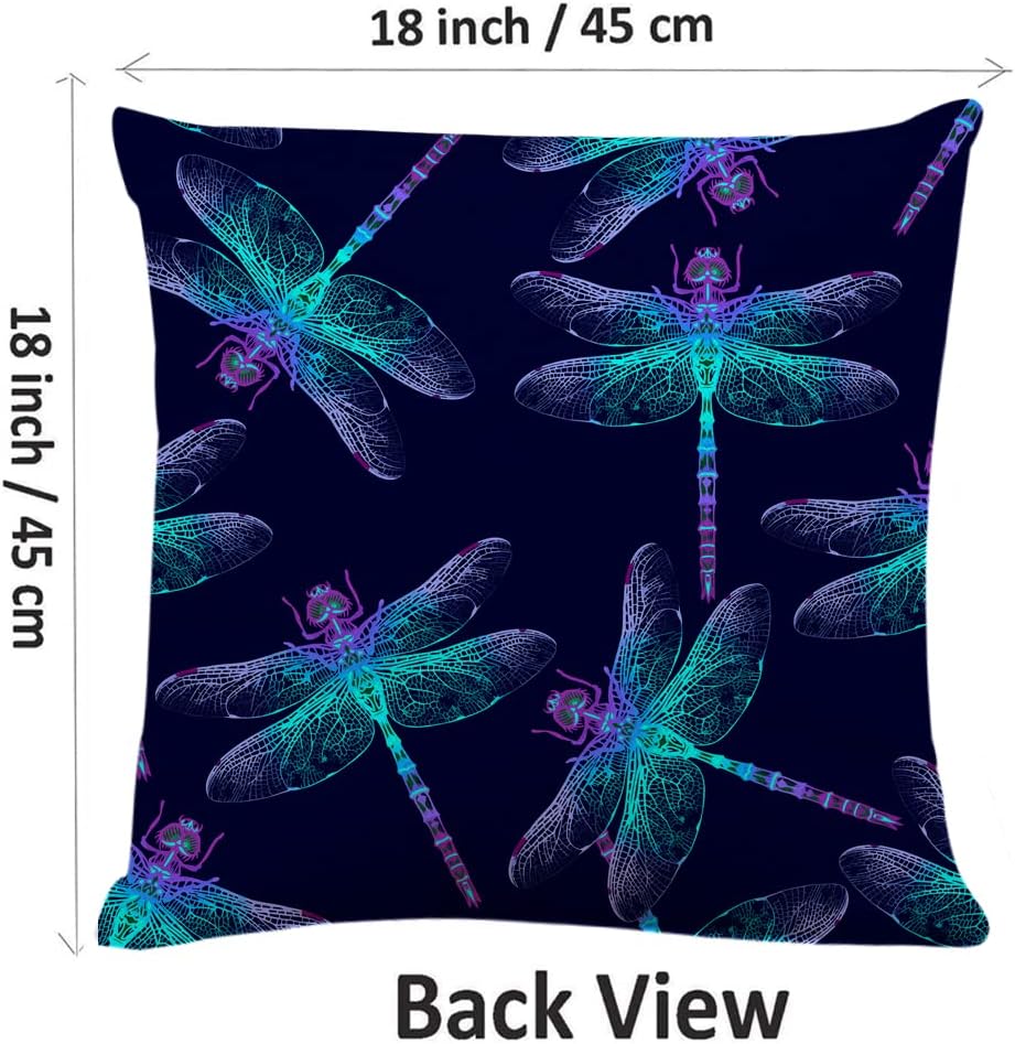 Decorative Square Throw Pillow Covers Dragonfly Couch Sofa Bed Pillow Covers Cushion Cases 18x18 inch