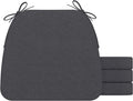 AAAAAcessories D-Shaped Chair Cushions, 2" Thick Dining Chair Pads with Ties and Removable, Machine-Washable Cover, 17" x 16", Set of 4, Dark Grey