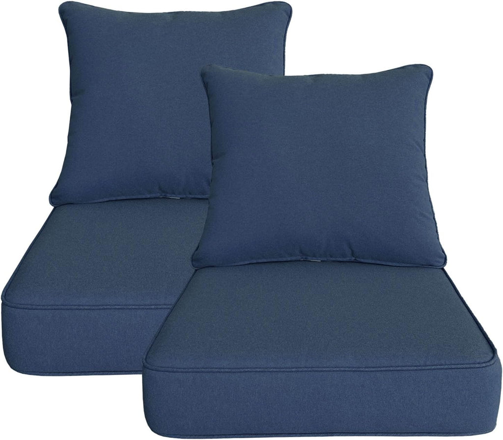 Outdoor 24x24 Inch Deep Seat Patio Cushion Set Outdoor Chair Cushions with Fade Resistant and Removable Cover for with Most Patio Furniture and homedepot Furniture Navy 2Sets