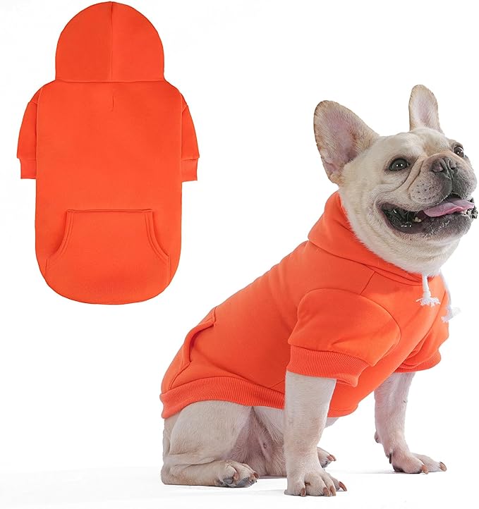KOOLTAIL Fall Dog Hoodie - Soft & Warm Dog Thanksgiving Sweater with Leash Hole and Pocket, Pet Winter Coat, Cold Weather Clothes Sweatshirt for Small Medium Large Dogs Puppy Cat Boys Girls, Orange M