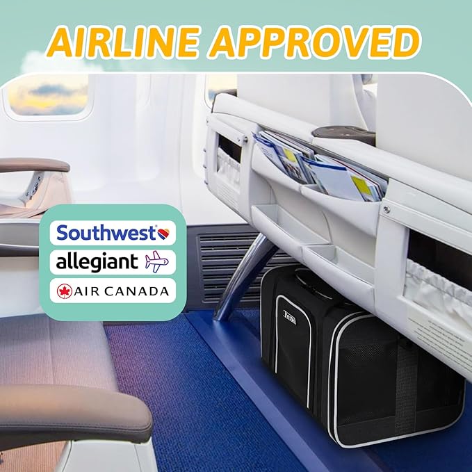 Petskd Pet Carrier 17x13x9.5 Southwest Airline Approved, Pet Travel Carrier Bag for Small Cats and Dogs, Soft Dog Carrier for 1-15 LBS Pets,Dog Cat Carrier with Safety Lock Zipper (Black)