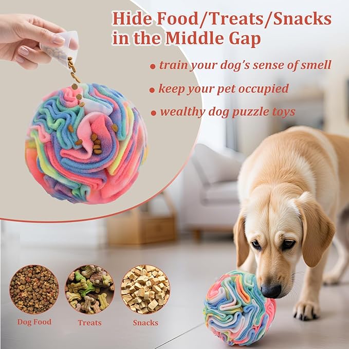 Snuffle Ball for Dogs, Puppy Treat Toy, Interactive Foraging Puzzle Ball Toy, Enrichment Toys for Large Dogs, Sniffle Interactive Treat Balls