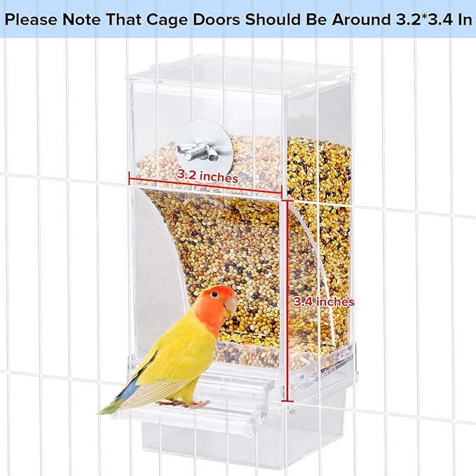 No Mess Bird Feeder Water Dispenser Set, Parakeet Cage Accessories, Bird Feeder and Waterers in Cage for Cockatiels, Finches, Lovebirds, Budgies, Canaries